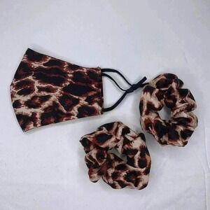 Handmade Cheetah Print mask and scrunchie.